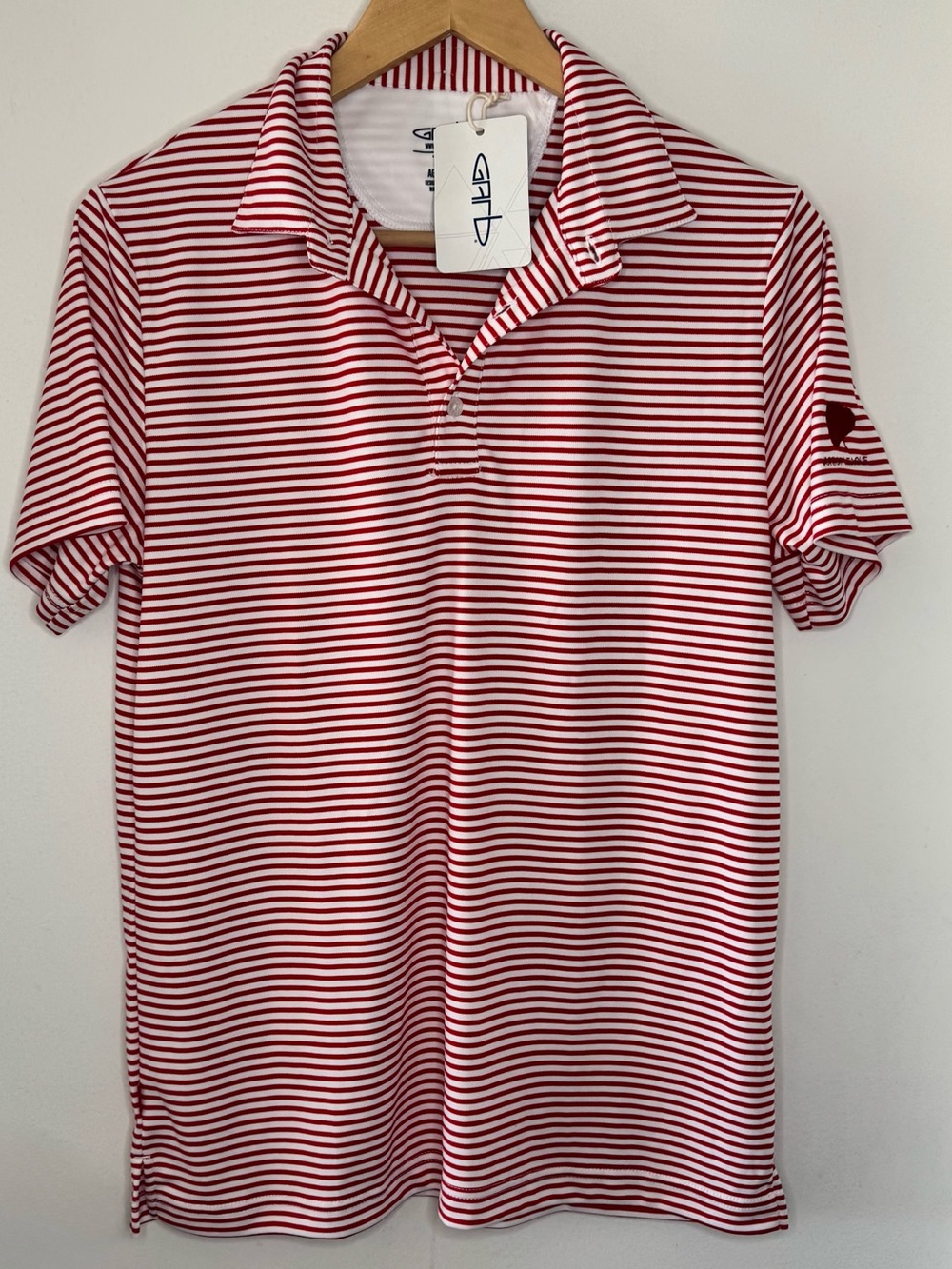 GARB Junior Golf Carson Polo In Red Stripe Teen 13 / 14 Active Tech Fabric NEW